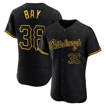 Authentic Pittsburgh Pirates Jason Bay Snake Skin City Jersey - Black