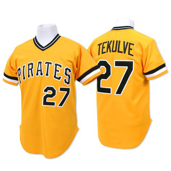 Replica Pittsburgh Pirates Kent Tekulve Mitchell and Ness Throwback Jersey - Gold