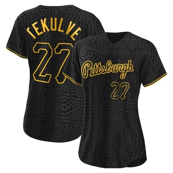 Women's Authentic Pittsburgh Pirates Kent Tekulve Snake Skin City Jersey - Black