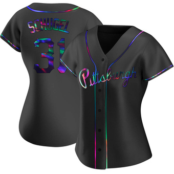 Women's Replica Pittsburgh Pirates A.J. Schugel Alternate Jersey - Black Holographic