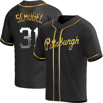 Youth Replica Pittsburgh Pirates A.J. Schugel Alternate Jersey - Black Golden